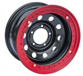 Диск УАЗ стальной черный 5x139,7 8xR16 d110 ET-24 с бедлоком (красный) OFF-ROAD Wheels